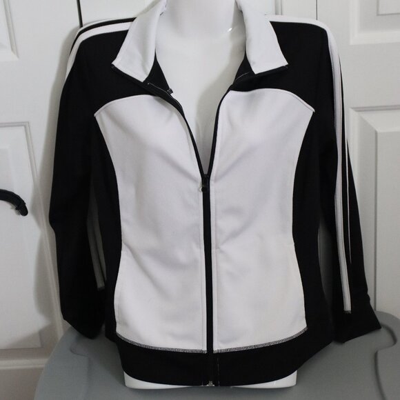 Made for Life Quick-Dri Zip up jacket black and white size Petite medium - Picture 1 of 12